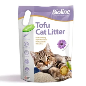 Bioline Tofu Cat Litter 7L with an aquatic bloom fragrance, known for its low dust and excellent clumping abilities.