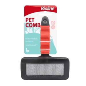 Bioline Pet Comb Size L, a large grooming comb designed for detangling and shedding in medium to large dogs and cats, featuring a comfortable handle.