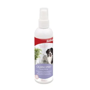 Bioline Calming Spray 120 ml bottle, designed to help reduce anxiety and stress in pets.