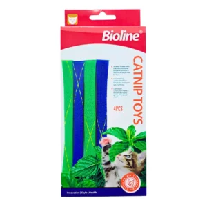 Assortment of Bioline Catnip Toys, designed to engage cats in playful activities and reduce boredom.
