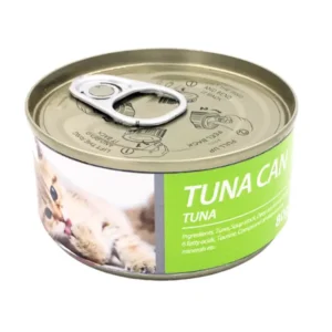 Bioline Cat Tuna Can 85g with pure Tuna flavor, highlighting it as delicious wet cat food for felines.